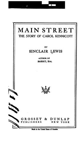 Main Street: The Story of Carol Kennicott (1920, Grosset & Dunlap)