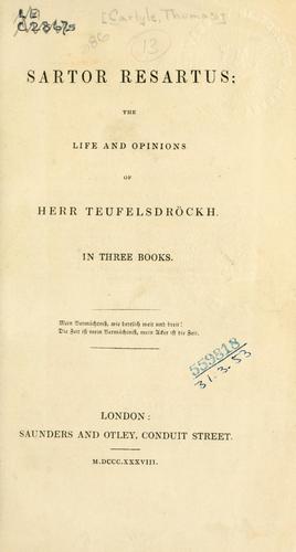 Thomas Carlyle: Sartor resartus (1838, Saunders and Otley)