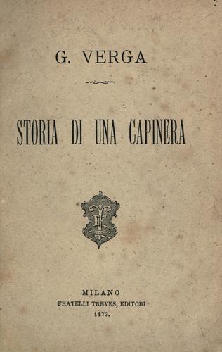 Giovanni Verga: Storia di una capinera (Italian language, 1873, Fratelli Treves)