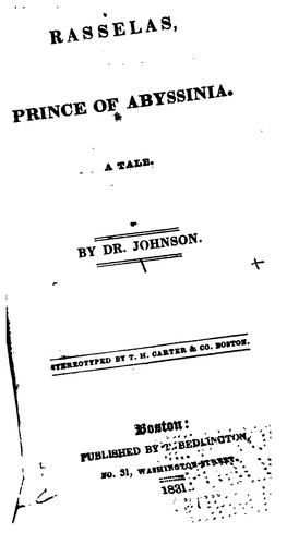 Samuel Johnson LL.D.: Rasselas, Prince of Abyssinia: A Tale (1831, T. Bedlington)