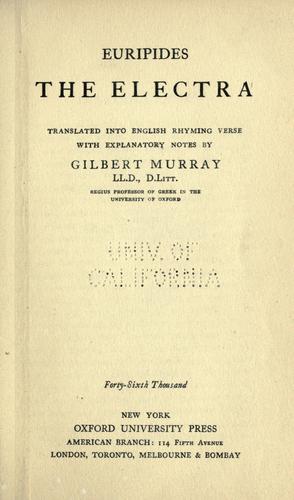 The  electra (1907, Oxford University Press)