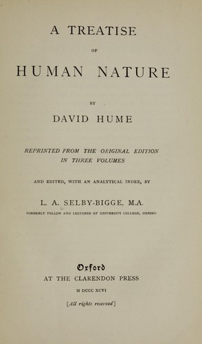 David Hume: A treatise of human nature (1896, Clarendon press)