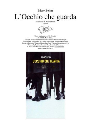 Marc Behm: L'occhio che guarda (Italian language, 2007, Einaudi)