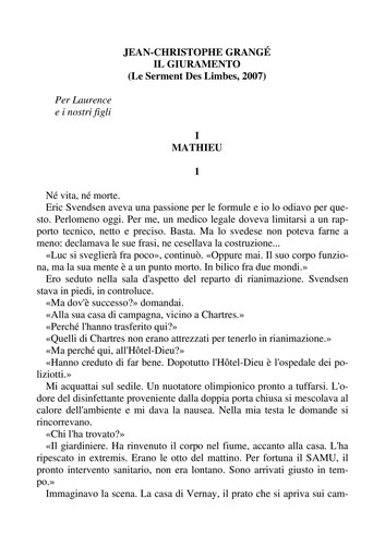 Jean-Christophe Grangé: Il giuramento (Italian language, 2008, Garzanti)