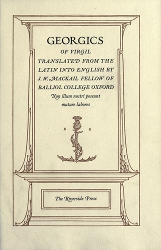 Georgics of Virgil (1904, Riverside Press)