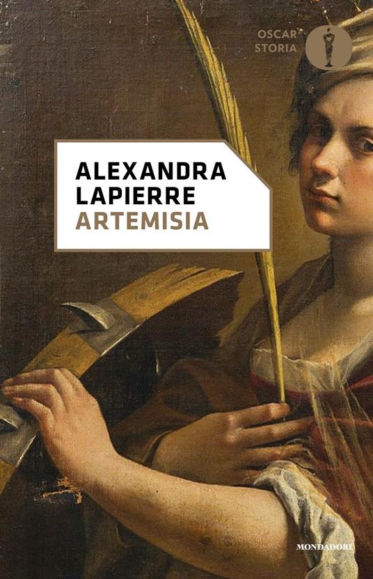 Copertina di Artemisia di Alexandra Lapierre: riporta un dettaglio di Autoritratto come santa Caterina d'Alessandria (1615-1617) di Artemisia Gentileschi.