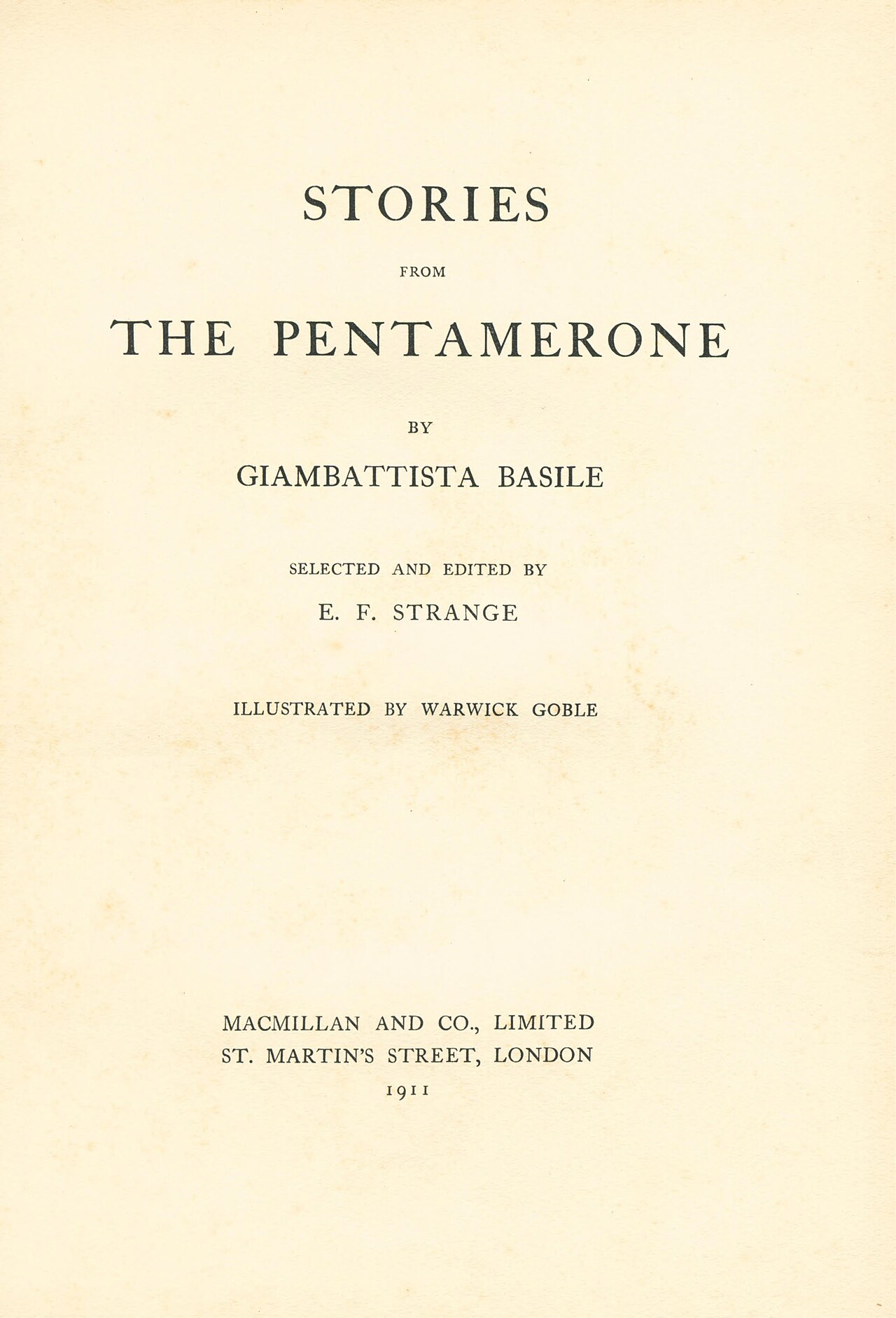 Giambattista Basile: Stories from the Pentamerone (1911, Macmillan Publishers)