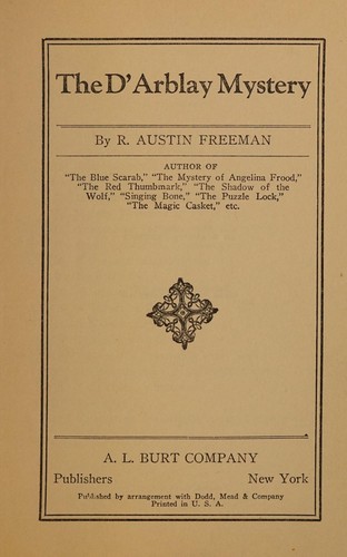 The D'Arblay mystery (1926, A.L. Burt)