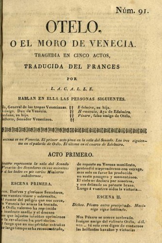 Otelo (Spanish language, 1821, Domingo y Mompié)