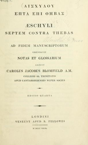 Septem contra Thebas (Ancient Greek language, 1829, Fellowes)