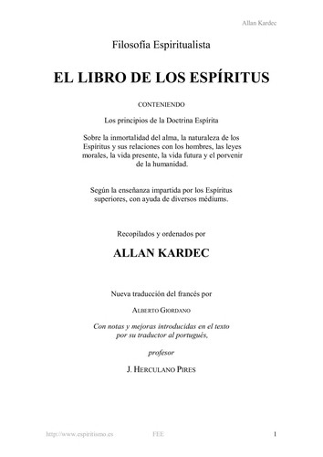 Allan Kardec: The Spirits' Book (1857, Alberto Giordano)