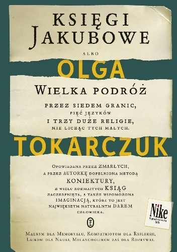 Olga Tokarczuk: Księgi Jakubowe (Polish language, 2014, Wydawnictwo Literackie)