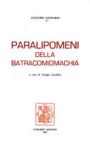 Paralipomeni della Batracomiomachia (Italian language, 1987, Congedo)