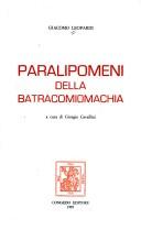 Giacomo Leopardi: Paralipomeni della Batracomiomachia (Italian language, 1987, Congedo)