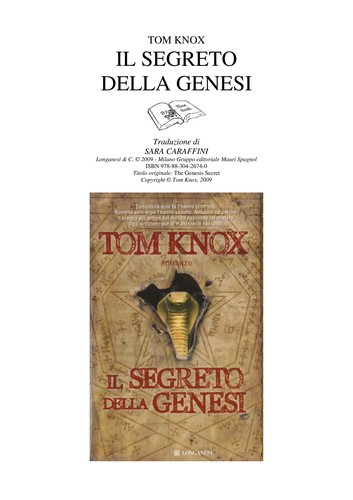 Tom Knox: Il segreto della Genesi (Italian language, 2009, Longanesi)