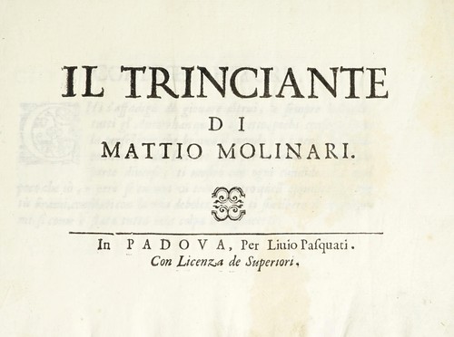 Mattio Molinari: Il trinciante (Italian language, 1636, Per Liuio Pasquati)