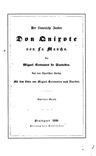 Der sinnreiche Junker Don Quixote von La Mancha (German language, 1838, Verlag der Classiker)