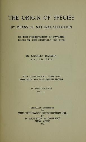 The  origin of species by means of natural selection (1915, D. Appleton and company)