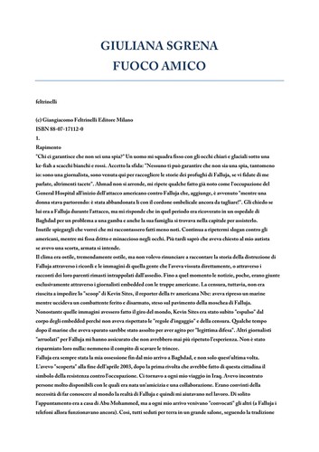 Giuliana Sgrena: Fuoco amico (Italian language, 2005, Feltrinelli)