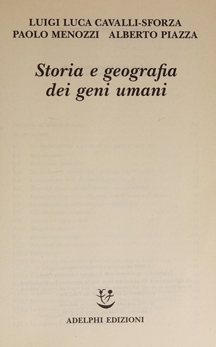 Storia e geografia dei geni umani (Italian language, 2000, Adelphi)