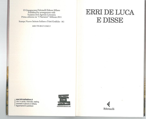 E disse (Italian language, 2011, Feltrinelli)