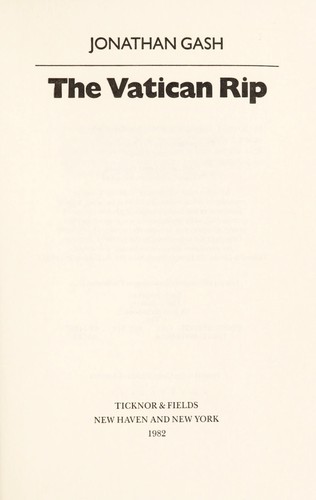 The Vatican rip (1982, Ticknor & Fields)