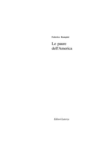 Federico Rampini: Le paure dell'America (Italian language, 2003, GLF, Editori Laterza)