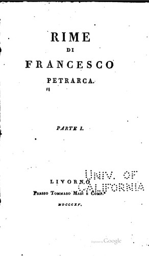 Francesco Petrarca: Rime (Italian language, 1815, Presso T. Masi e comp.e)
