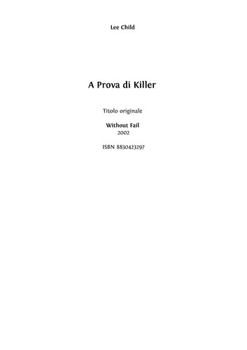 A prova di killer (Italian language, 2006, Longanesi)
