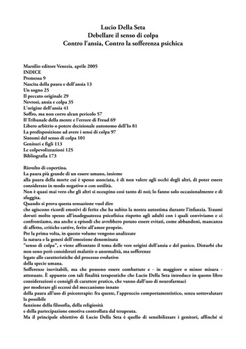 Lucio Della Seta: Debellare il senso di colpa (Italian language, 2010, Marsilio)