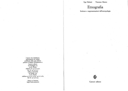Ugo Fabietti: Etnografia (Italian language, 1998, Carocci)