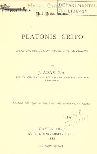 Plato: Crito (1888, University Press)