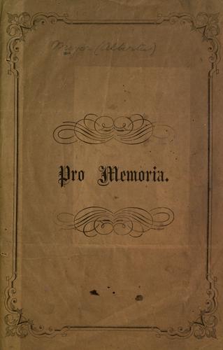 Albertus Meyer: Pro memoria. (1863)