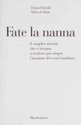 Fate la nanna (Italian language, 1999, La Mandragora)