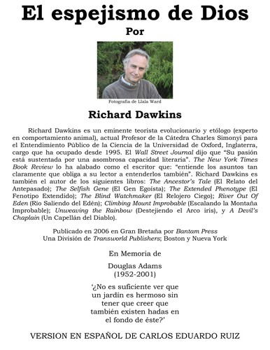 Richard Dawkins: El espejismo de Dios (Spanish language, 2010, Espasa)