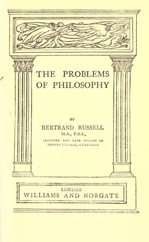 The problems of philosophy. (1900, Williams and Norgate)