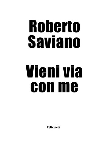 Vieni via con me (Italian language, 2011, Feltrinelli)