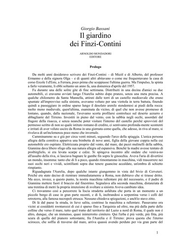 Il giardino dei Finzi Contini (Italian language, 2001, Mondadori)