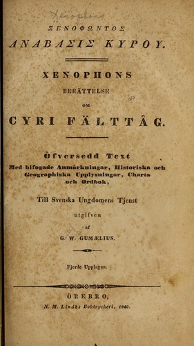 Anabasis Kyrou (1840, N. M. Lindhs boktryckeri)
