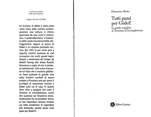 Tutti pazzi per Gödel! (Italian language, 2008, GLF Ed. Laterza)