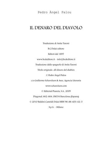 Pedro A ngel Palou: Il denaro del diavolo (Italian language, 2010, B. C. Dalai)
