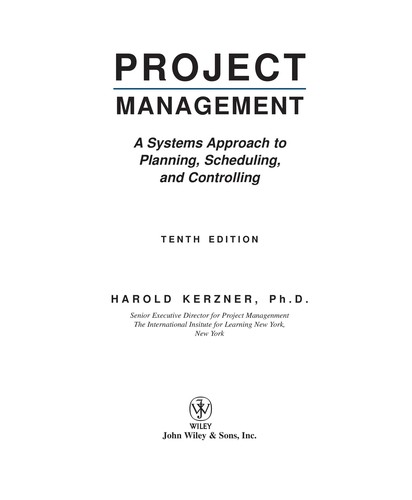 Harold Kerzner: Project management (2009, John Wiley & Sons)