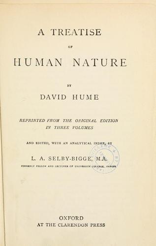 David Hume: A treatise of human nature (1888, Clarendon Press)