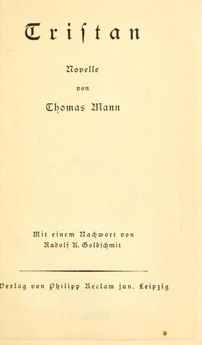 Thomas Mann: Tristan (German language, 1922, P. Reclam)