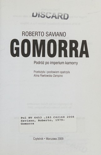 Gomorra (Polish language, 2008, Czytelnik)