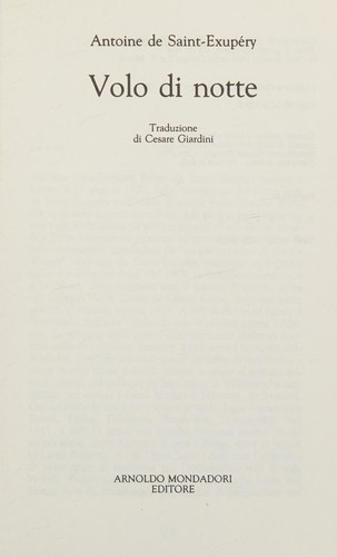 Volo di notte (Italian language, 1991, Mondadori)
