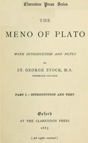 Meno (Ancient Greek language, 1887, Clarendon Press)