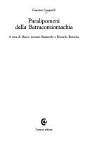 Paralipomeni Della Batracomiomachia (Hardcover, 2002, Carocci)