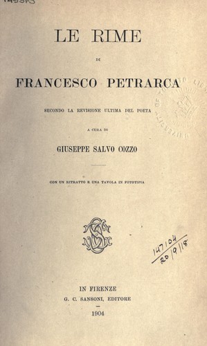 Francesco Petrarca: Le rime (Italian language, 1904, Sanzoni)