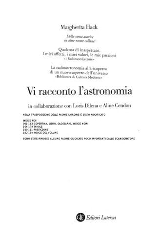 Vi racconto l'astronomia (Italian language, 2004, GLF editori Laterza)